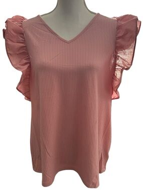 A Love Story Flutter Sleeve V-Neck Blouse